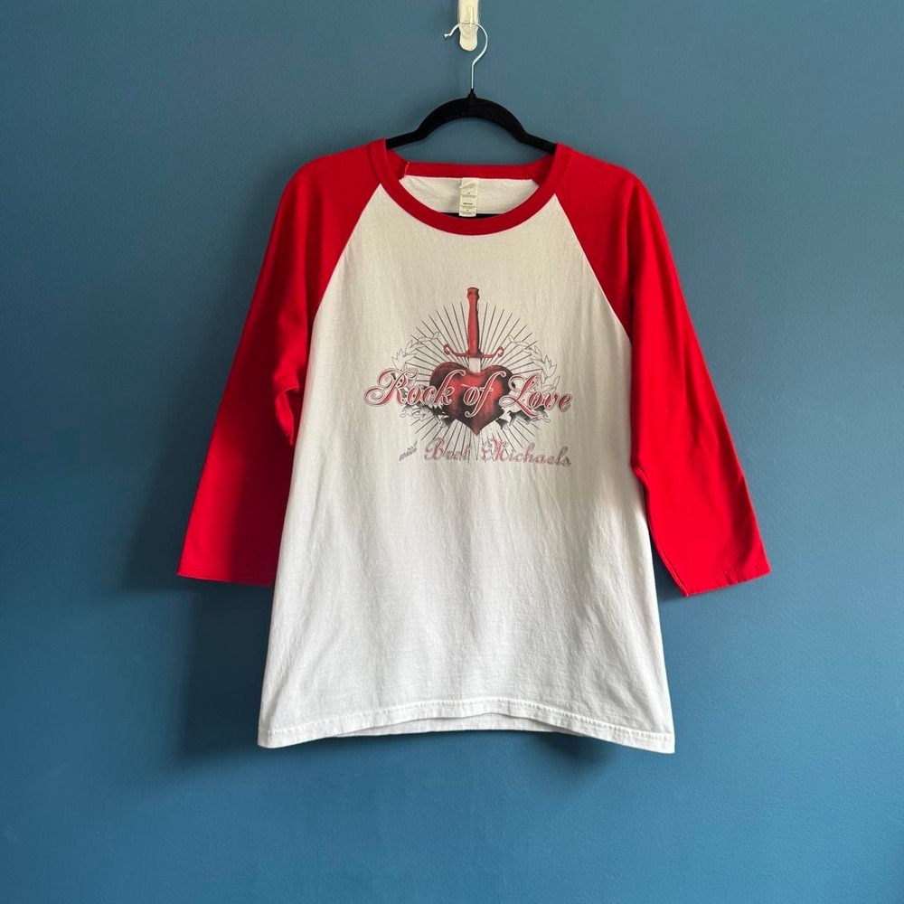 Y2K Rock Of Love Baseball Tee Women's Size Medium Red White Bret Michaels Vh1